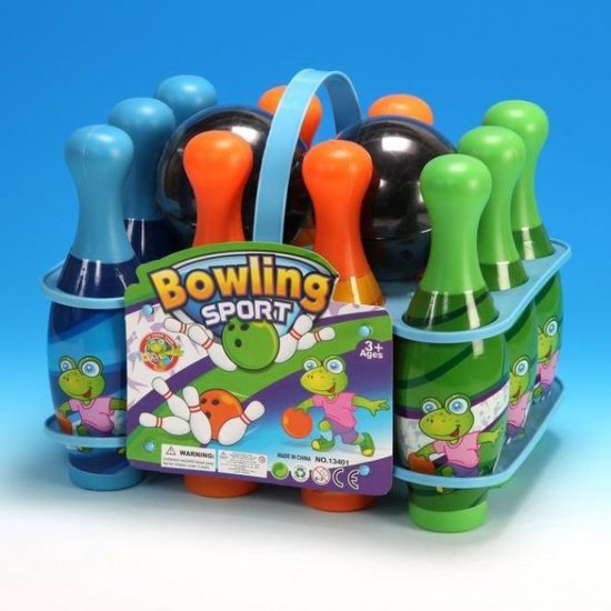 Afbeelding van het spel Bowlingset met 10 gekleurde kegels