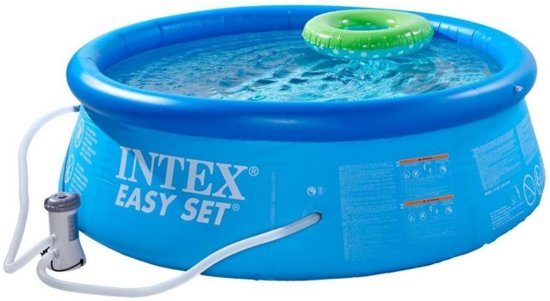 Intex Easy Set Opblaasbaar Zwembad - 244 cm - Inclusief Filterpomp en Afdekhoes