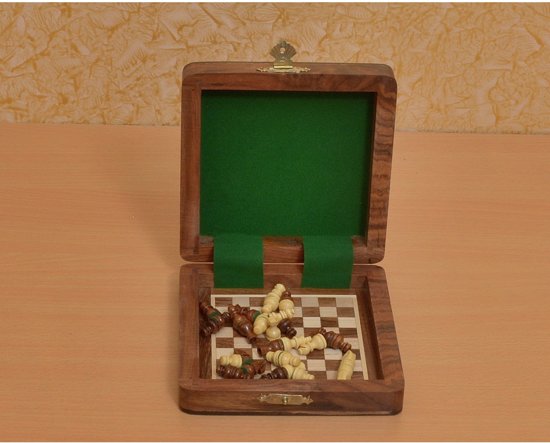 Thumbnail van een extra afbeelding van het spel Reisschaakspel, magnetisch, Sheesham & Palmhout