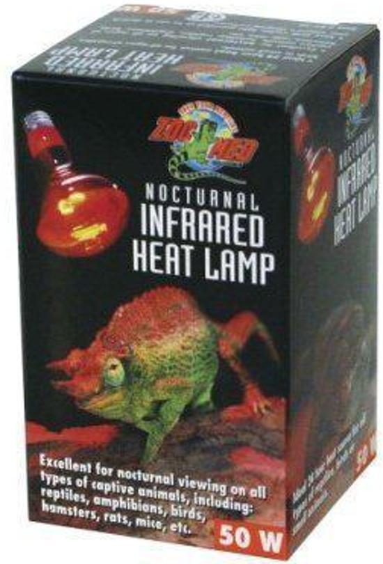 Zoomed terrarium verlichting Nocturnal red infrared heat lamp 50 w.