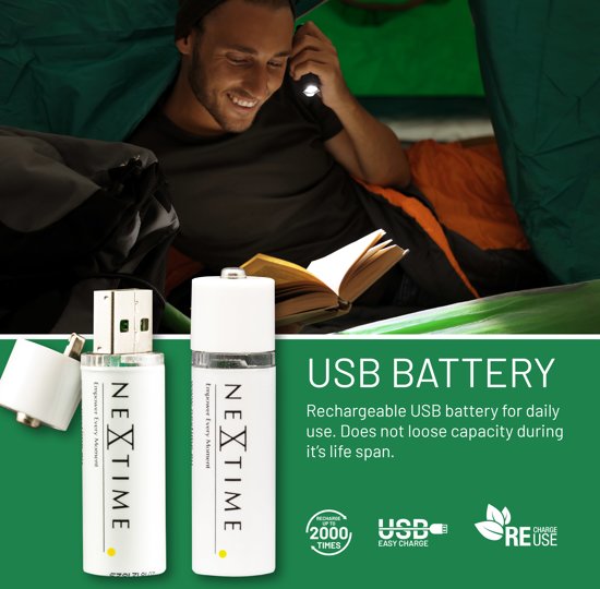 NeXtime USB oplaadbare Batterijen - Set van 4