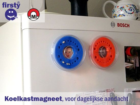 Tandendoosje - Jongen, Blauw - Firsty® Round - Inclusief nederlands Logboekje en Sticker - Gratis verzending elke DI en VR  (besteld vóór 13.30 uur)