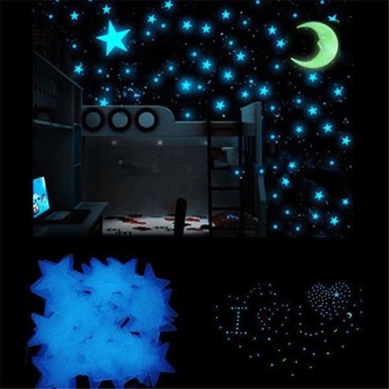 Glow In The Dark Sterren Met Maan - Decoratie Stickers - Muurstickers - Kinderkamer Decoratie - Kinderen
