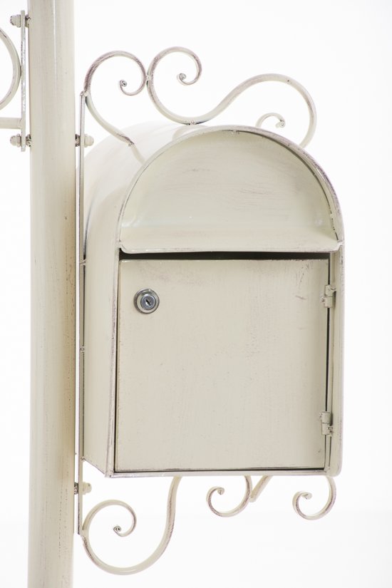 Clp Brievenbus CHARLIZE, vrijstaande nostalgische brievenbus, mailbox, 150 cm, met naamplaatje, ontwerp nostalgisch antiek - antiek-crème