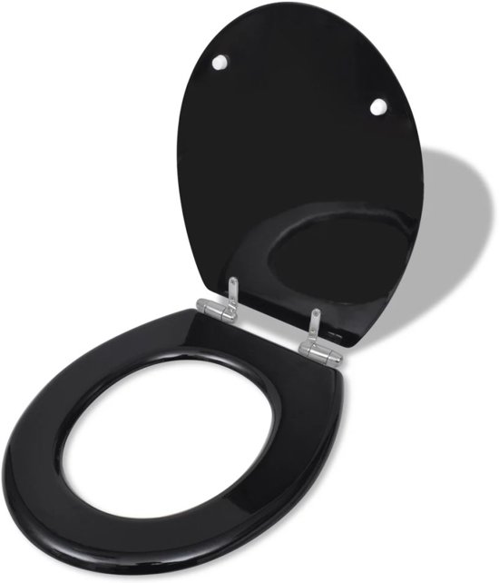 vidaXL WC-bril met soft-close MDF deksel en eenvoudig ontwerp zwart