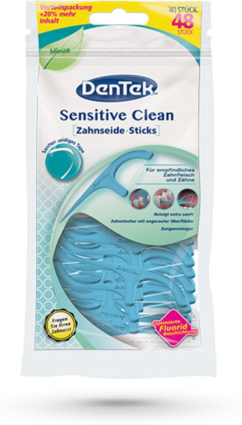 Foto van Sensitive Clean Floss Picks (40 stuks) Extreem zacht flosdraad voor gevoelige tanden en geïrriteerd tandvlees - Dentek