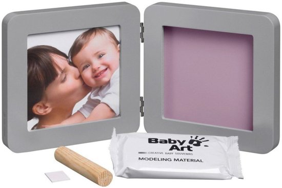 Baby Art dubbel fotolijstje met afdruk My Baby Touch Grey Grijs