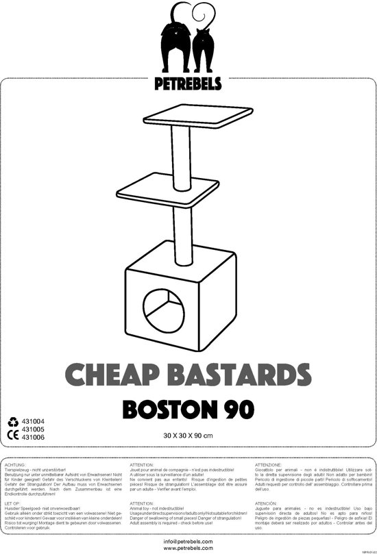 Petrebels krabpaal cheap bastard boston lichtgrijs 30x30x90 cm