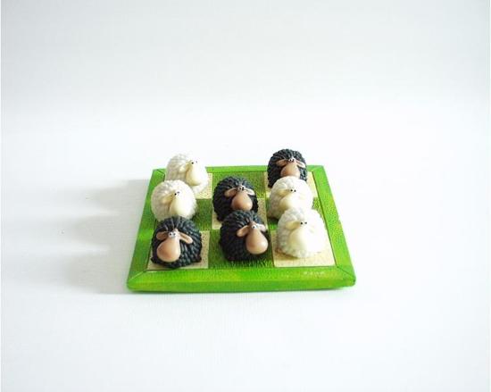 Afbeelding van het spel Boter, kaas en eieren - Schapen - Zwart - wit