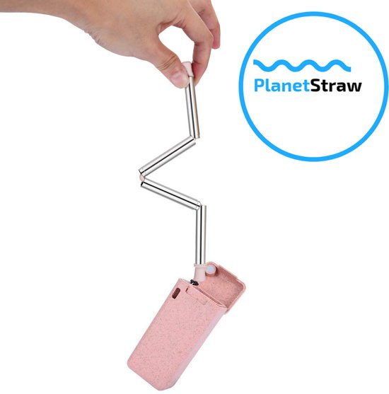 PlanetStraw - Milieuvriendelijk, Opvouwbare en Herbruikbare Rietjes | Roze