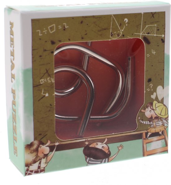 Thumbnail van een extra afbeelding van het spel Johntoy Hersenkraker Metalen Puzzel In Display Zilver/oranje