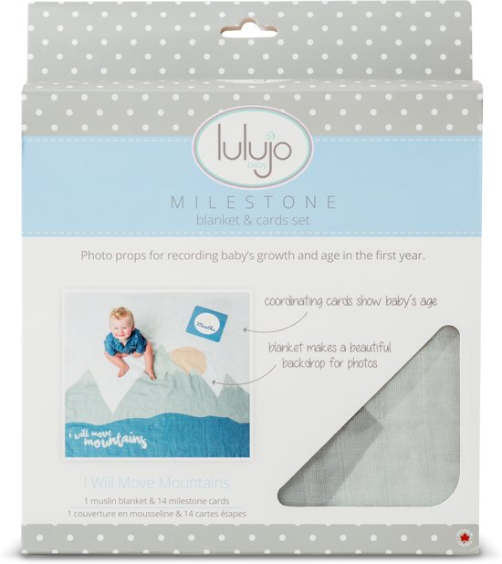 Lulujo Baby's First Year swaddle & cards - I will move mountains