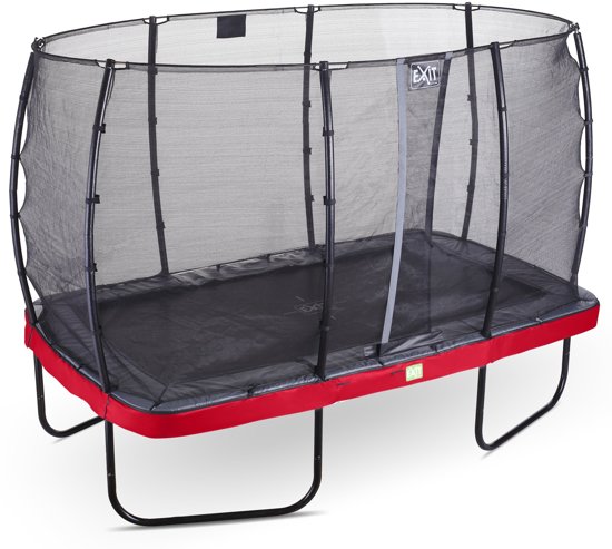 EXIT Elegant trampoline 214x366cm met veiligheidsnet Economy - rood
