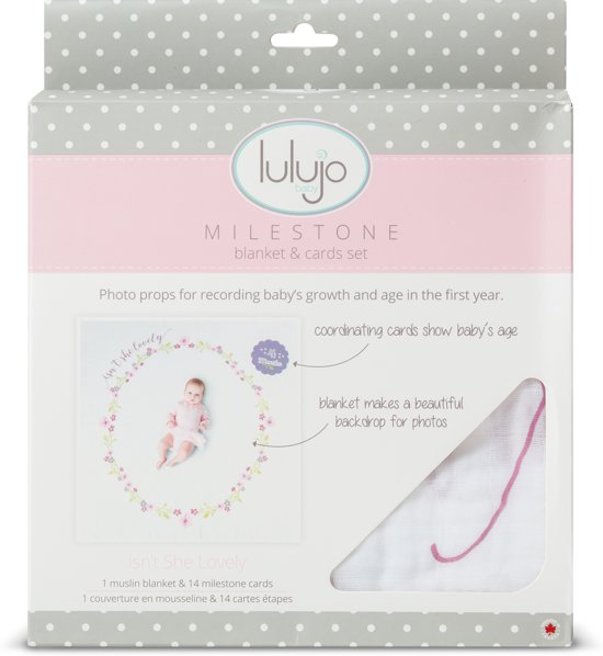 Lulujo Baby's First Year swaddle & cards - Isn't she lovely