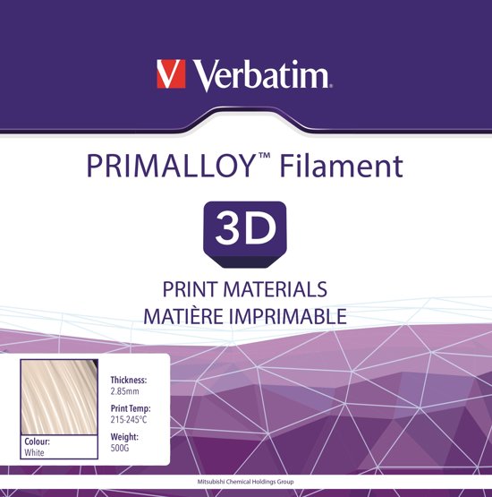 Verbatim 55501 3D Printer Filament PRIMALLOY 2.85mm 500g Wit