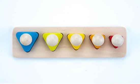 Afbeelding van het spel Sorteerplank driehoek vormen - rubberhout - brede pin