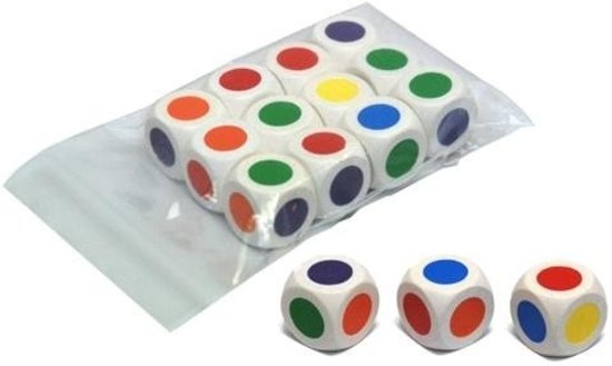 Afbeelding van het spel 6 grote kleurendobbelstenen 30mm 6-zijdig wit