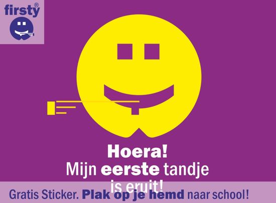 Firsty Round tandendoosje (geel), met verhaal van de tandenfee, NL tekst, Made in NL, geen Kinderarbeid