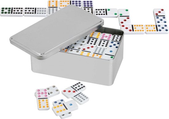 Afbeelding van het spel Philos Domino dubbel 12  - metalen box - 190 x 115 x 75 mm