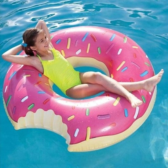 Grote opblaasbare roze donut zwemband - 107 cm