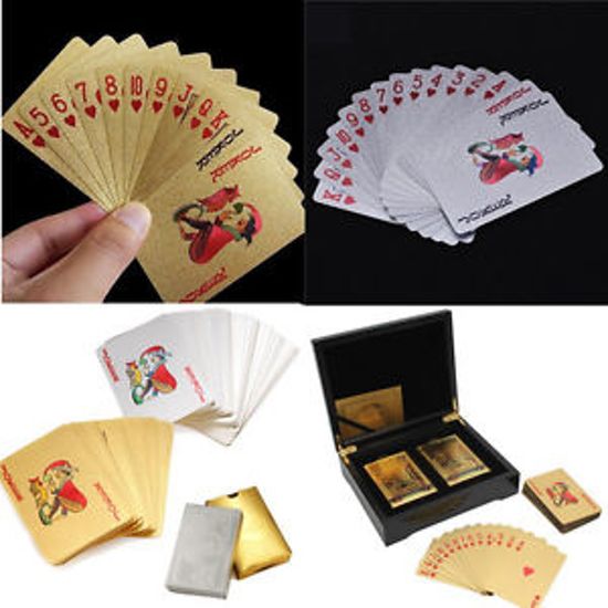 Thumbnail van een extra afbeelding van het spel Duo Gouden/Zilveren Speelkaarten Set in Luxe Houten Box | 2 Deck Luxe Playing Cards in Gold/Silver | Pokerkaarten | Casino |