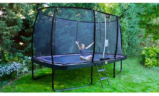 EXIT Elegant trampoline 214x366cm met veiligheidsnet Deluxe - grijs