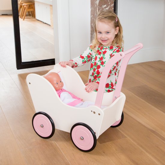 New Classic Toys - Babypoppenwagen met Beddengoed - Rood