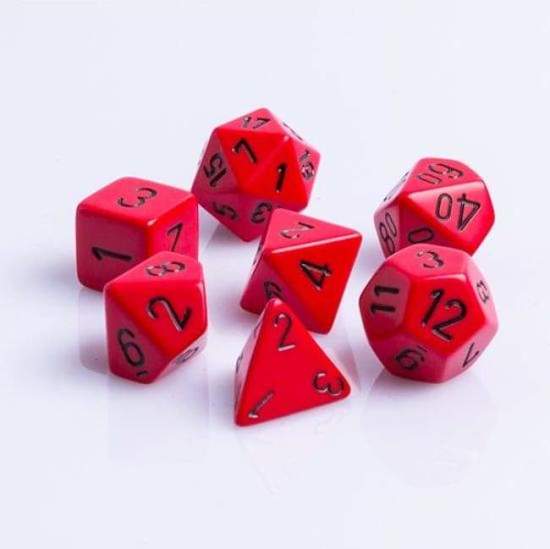Thumbnail van een extra afbeelding van het spel 7-delige Polydice / dobbelstenen Set voor Dungeons & Dragons | Rood met Zwart