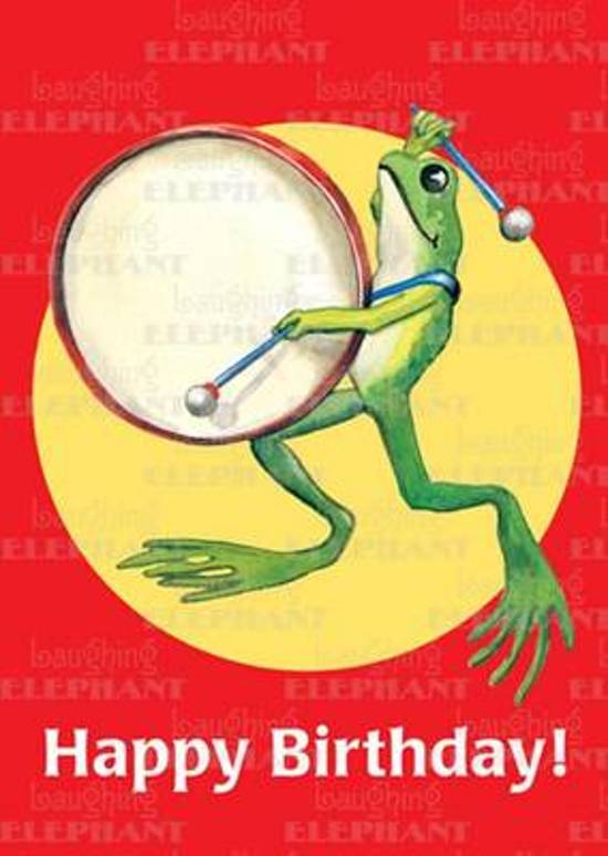 Afbeelding van het spel Frog Playing Big Drum - Birthday Greeting Card