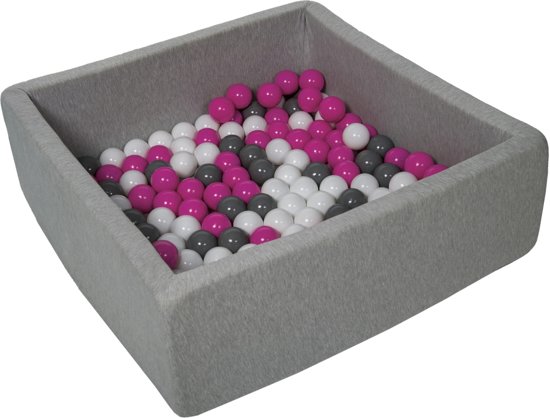Zachte Jersey baby kinderen Ballenbak met 150 ballen, 90x90 cm - wit, roze, grijs