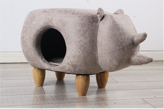 Adori Katten Poef Rhino - Kattenmand - 60x35x38 cm Beige