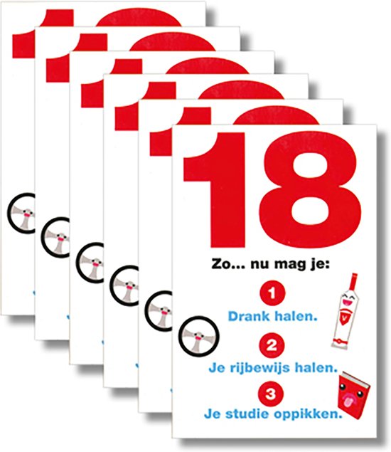 Fonkelnieuw bol.com | 6 MAP wenskaarten met envelop - 18e Verjaardag - 15 x 10 cm FJ-83