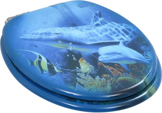 vidaXL Toiletbrillen 2 st met soft-close deksels MDF dolfijnontwerp