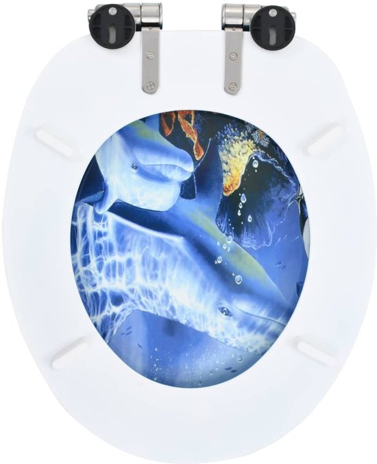 vidaXL Toiletbrillen 2 st met soft-close deksels MDF dolfijnontwerp