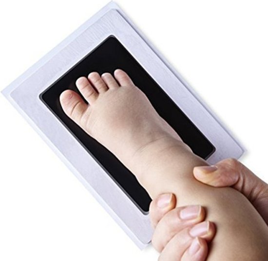 Baby fotokaartje handafdruk en voetafdruk - inkt kraamcadeau - eenvoudig schoonmaken - 2 stuks - kleur zwart - incl. handleiding