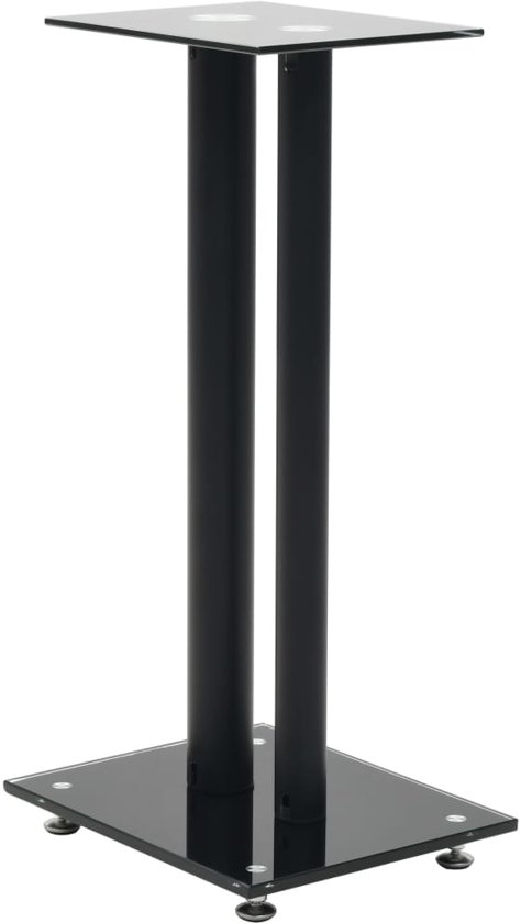 vidaXL Speakerstandaarden zuil-ontwerp gehard glas zwart 2 st