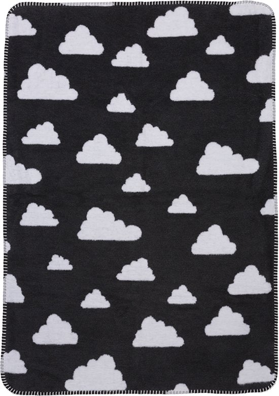 Meyco Little Clouds ledikantdeken - 120 x 150 cm - zwart