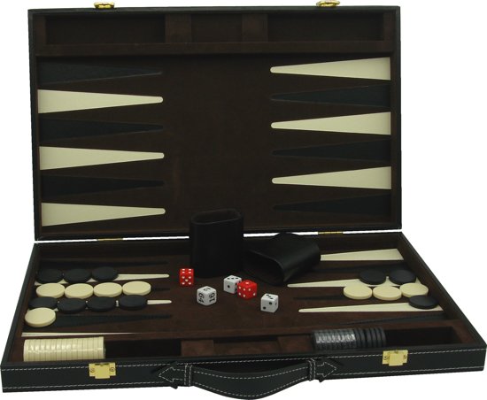 Afbeelding van het spel Longfield Games Backgammon 18 Inch - Kunstleder Bruin/Ecru