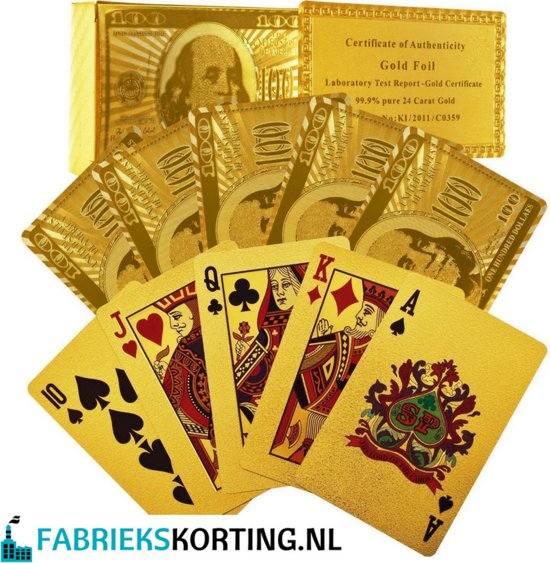 Afbeelding van het spel Luxe Gouden Speelkaarten / Poker kaarten / met goud certificaat