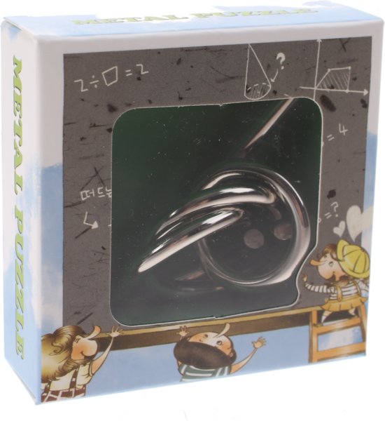 Thumbnail van een extra afbeelding van het spel Johntoy Hersenkraker Metalen Puzzel In Display Zilver/groen