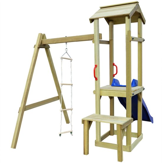 vidaXL Speelhuis met glijbaan en ladder 228x168x218 cm FSC hout