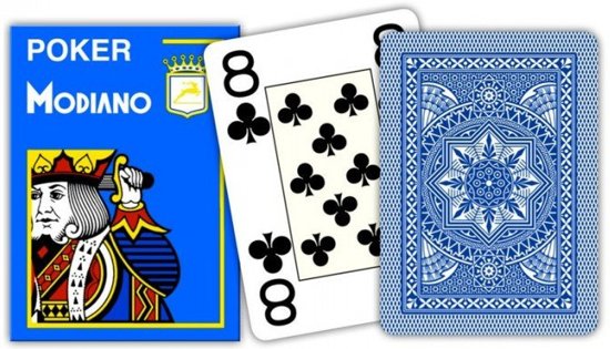 Afbeelding van het spel 2 decks Modiano Jumbo index blauw plastic poker kaarten