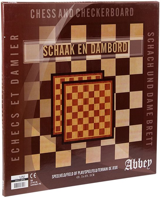 Thumbnail van een extra afbeelding van het spel Abbey Game Dam-/Schaakbord 49.5 x 49.5 cm - Bruin/Ecru