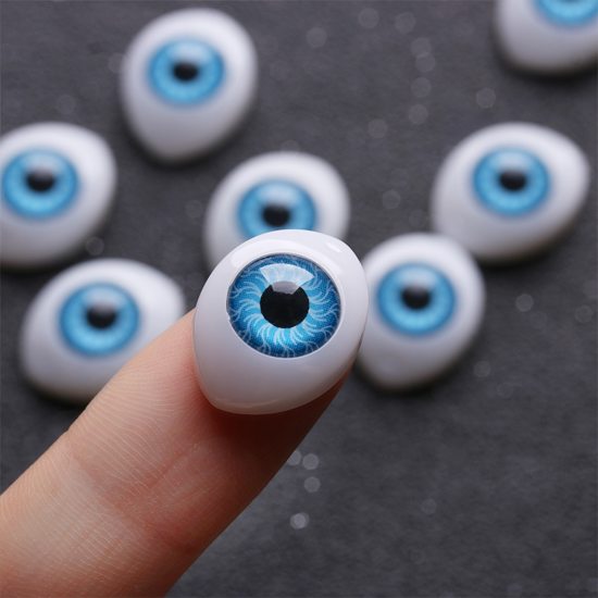 50x Realistische poppenogen | Doll Eyes 14x10mm | Blauw