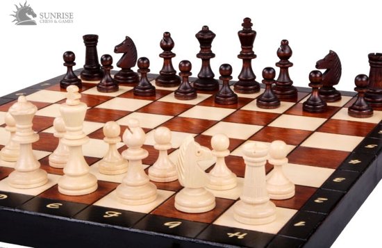 Sunrise Magnetisch - Luxe schaakspel schaakbord 40X40 cm. (Hout)