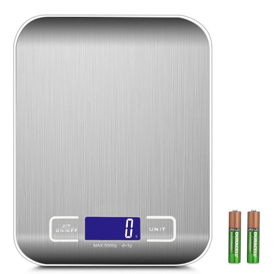 Digitale Precisie Keuken Weegschaal - Tarra Functie-Tot 5000 Gram ( 5kg )-Inclusief Batterijen