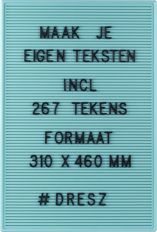 Dresz Letterbord - Retro Letterboard met 267 letters - Mint Groen - 31 x 46 cm