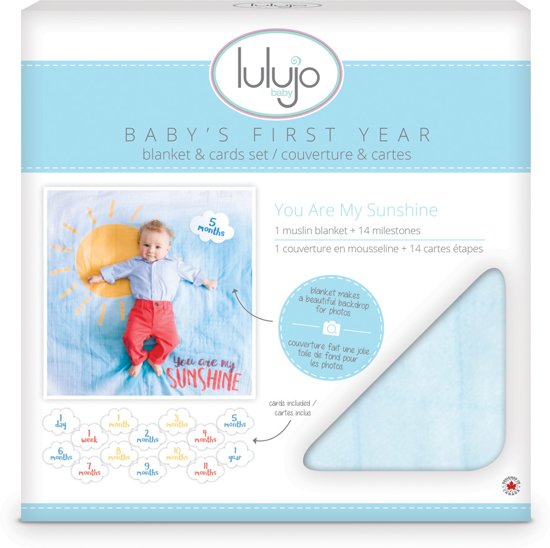 Lulujo Baby's First Year swaddle & cards - You Are My Sunshine