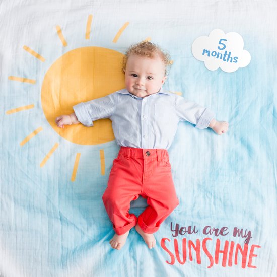 Lulujo Baby's First Year swaddle & cards - You Are My Sunshine