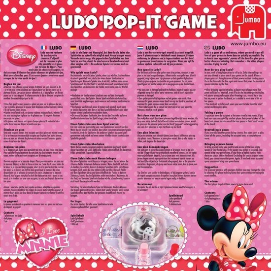 Thumbnail van een extra afbeelding van het spel Minnie Pop-It Ludo - Bordspel
